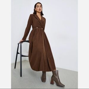 Corduroy, Long Sleeve Brown Dress